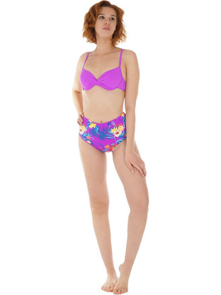 Gsecret Bikini Set Ψηλόμεσο Floral Μωβ L10894-27749