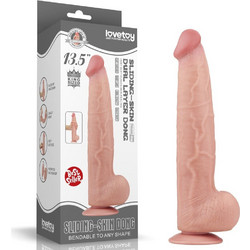 Lovetoy King Sized Sliding Skin 13.5" Dual Layer Dong Ρεαλιστικό Dildo με Βεντούζα & Όρχεις 34cm Flesh