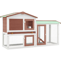 vidaXL Κλουβί για Κουνέλια Καφέ Λευκό 145x45x84cm