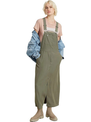 G-Star RAW Midi Καλοκαιρινό Καθημερινό Φόρεμα Χακί D24620-D522-2199