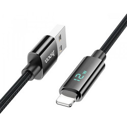 Hoco U125 Braided LED USB-A to Lightning Cable 1.2m Black 6942007611893