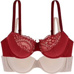 Dorina Purify Σουτιέν Balconette Push Up με Μπανέλα Μπεζ Κόκκινο D000833MI033-2X0088