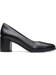 Clarks Feva 55 Ανατομικές Γόβες Δερμάτινες με Χοντρό Χαμηλό Τακούνι Μαύρες 261709644