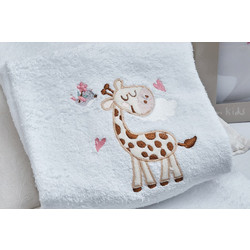 Cokitex Giraffe Σετ Βρεφικές Πετσέτες 2τμχ 500gr/m² Λευκές Ροζ