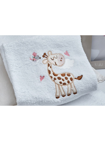 Cokitex Giraffe Σετ Βρεφικές Πετσέτες 2τμχ 500gr/m² Λευκές Ροζ