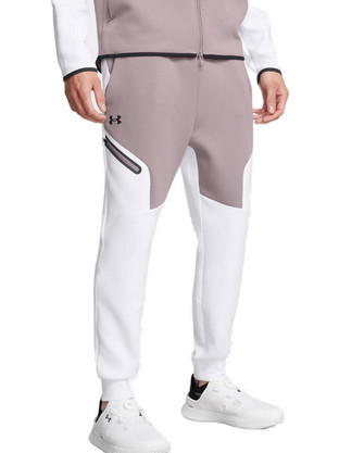 Under Armour Ανδρικό Παντελόνι Φόρμας Fleece με Λάστιχο Σομόν Λευκό 1389353-015