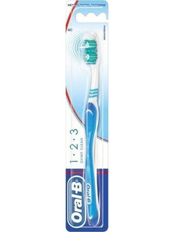 Oral-B 1-2-3 Shiny Clean Medium Oδοντόβουρτσα Μπλε