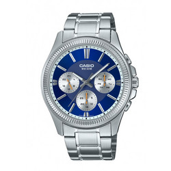 Casio Ανδρικό Ρολόι Χρονογράφος με Ασημί Μεταλλικό Μπρασελέ MTP-1375D-2A1VDF