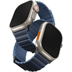 Uniq Revix Premium Reversible Λουράκι Δερμάτινο & Σιλικόνης Blue / Light Blue (Apple Watch 42 / 44 / 45mm)