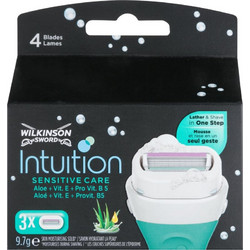 Wilkinson Sword Intuition Sensitive Care Γυναικεία Ανταλλακτικά Ξυραφάκια με 4 Λεπίδες & Λιπαντική Ταινία 3τμχ