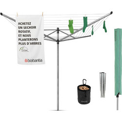 Brabantia Lift-O-Matic 90300254 Πτυσσόμενη Απλώστρα Ρούχων Δαπέδου Κήπου Μεταλλική 15.5x11x192.5cm με Μήκος Απλώματος 50m