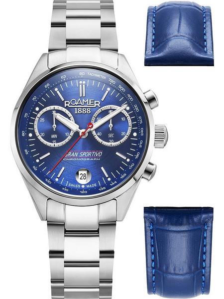 Roamer Gran Sportivo Ανδρικό Ρολόι Χρονογράφος με Ασημί Μεταλλικό Μπρασελέ 978818414520