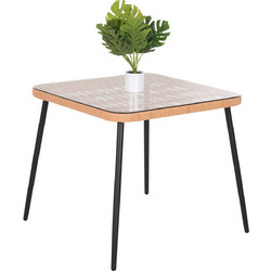 FreeBox Τετράγωνο Τραπεζάκι Κήπου Rattan Μπεζ 79.5x79.5x72.5cm FB95536.11