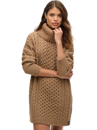 Superdry Mini Καθημερινό Μπλουζοφόρεμα Πλεκτό Ταμπά W8011743A-B9O