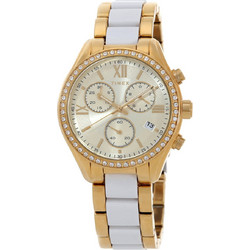 Timex Γυναικείο Ρολόι Χρονογράφος με Λευκό Χρυσό Μεταλλικό Μπρασελέ TW2V74900