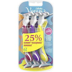Gillette Venus 3 Plus Yellow Γυναικείο Ξυραφάκι με Ανταλλακτικές Κεφαλές με 3 Λεπίδες & Λιπαντική Ταινία 6τμχ