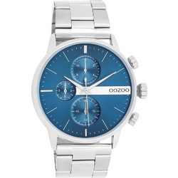 Oozoo Timepieces Ανδρικό Ρολόι Χρονογράφος με Ασημί Μεταλλικό Μπρασελέ C11410