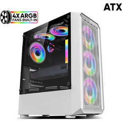 Armaggeddon Tritron Pro 100 White Gaming Midi Tower Κουτί Υπολογιστή RGB με Πλαϊνό Παράθυρο