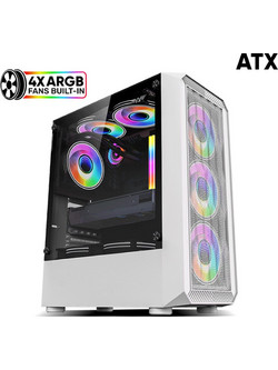 Armaggeddon Tritron Pro 100 White Gaming Midi Tower Κουτί Υπολογιστή RGB με Πλαϊνό Παράθυρο