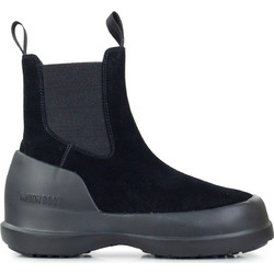 Moon Boot Γυναικεία Μποτάκια Chelsea Suede Μαύρα με Χοντρό Χαμηλό Τακούνι 80D2480050-N001