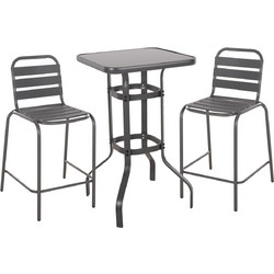 HomeMarkt Laura Σετ Μπαρ Κήπου Αλουμίνιο 3τμχ Γκρι HM21054.01