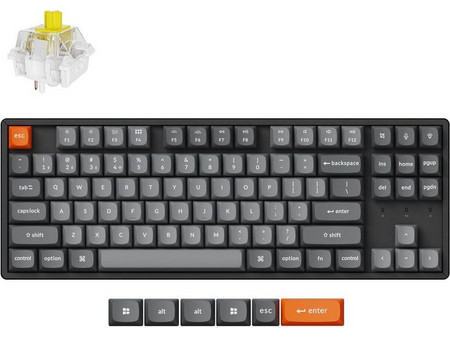 Keychron K8 Max QMK Aluminum Ασύρματο Μηχανικό Gaming Πληκτρολόγιο TenKeyLess με Keychron Super Banana Διακόπτες RGB Black