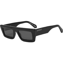 Off White OERI136 1007 Ανδρικά Γυαλιά Ηλίου Ορθογώνια Κοκάλινα Μαύρα με Μαύρο Φακό