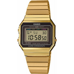 Casio Vintage Ψηφιακό Ανδρικό Ρολόι Χρονογράφος με Χρυσό Μεταλλικό Μπρασελέ A700WG-9A