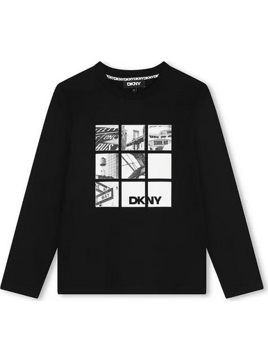 DKNY Παιδικό T-Shirt Μακρυμάνικο Μαύρο D60193-09B