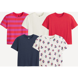 La Redoute Σετ Παιδικά T-Shirt Κοντομάνικα Navy Μπλε Φούξια Λευκά Μωβ 3614855602691