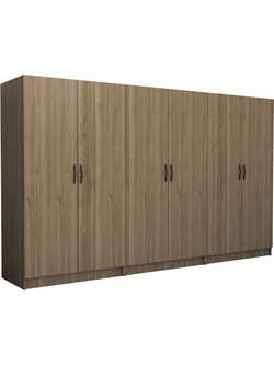 Megapap Εξάφυλλη Ντουλάπα Ρούχων Victoria Καρυδί 300x60x181cm GP100-0095,3