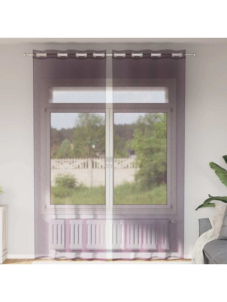 vidaXL Κουρτίνα Παραθύρου Βουάλ με Τρουκς 140x300 2τμχ Μωβ 4102106