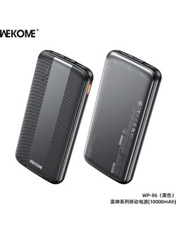 Wekome Raython Series Power Bank 10000mAh με 2 Θύρες USB-A & Θύρα USB-C Power Delivery Black