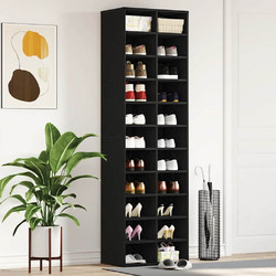 vidaXL Παπουτσοθήκη Μασίφ Ξύλο Μαύρη M54xΠ34xY183cm 859378