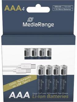 MediaRange Rechargeable USB-C AAA 500mAh 4τμχ