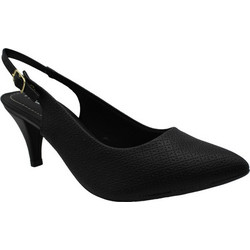 Piccadilly Ανατομικές Γόβες Slingback Δερμάτινες με Τακούνι Στιλέτο Μαύρες 745045-313