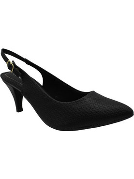 Piccadilly Ανατομικές Γόβες Slingback Δερμάτινες με Τακούνι Στιλέτο Μαύρες 745045-313