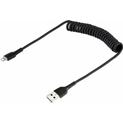 StarTech Spiral USB-A to Lightning Cable 0.5m Black RUSB2ALT50CMBC