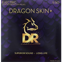 DR Strings Dragon Skin+ Coated Σετ 6 Χορδές Ηλεκτρικής Κιθάρας Pure Nickel 11-50" Hard Tension