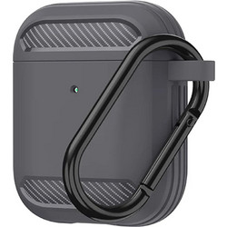 Techsuit Θήκη Σιλικόνης με Γάντζο για Apple AirPods 1 / 2 Γκρι