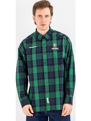 Aape by A Bathing Ape Ανδρικό Πουκάμισο Βαμβακερό Καρό Μακρυμάνικο Κανονική Γραμμή Πράσινο AAPSTM8459-NYM