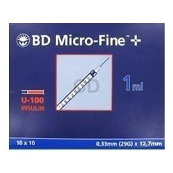 BD Micro-Fine Σύριγγες 1ml με Βελόνα Ινσουλίνης 29G 12.7mm 100τμχ