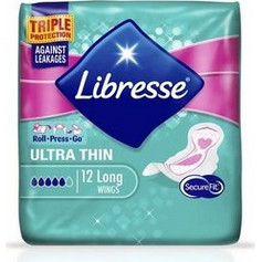 Libresse Ultra Thin Long Σερβιέτες με Φτερά για Αυξημένη Ροή 5 Σταγόνες 12τμχ