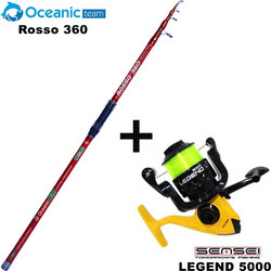 Oceanic Team Combo Team Rosso + Sensei Legend 5000 Σετ Καλάμι Ψαρέματος για Casting / Surf Casting Τηλεσκοπικό 3.6m με Μηχανισμό 80-150gr