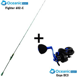 Oceanic Combo Tai Rubber Team Fighter 602-C + Oceanic Team Enyo DC3 LH Σετ Καλάμι Ψαρέματος για Jigging / Tai Rubber / Slow Jigging 1.8m με Μηχανισμό 60-120gr