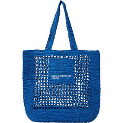 Karl Lagerfeld Πλεκτή Τσάντα Θαλάσσης Ώμου Μπλε 37x34cm A2W50008-1AA