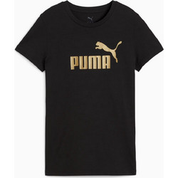 Puma ESS+ Metallic No.1 Logo Tee Γυναικείο Αθλητικό T-Shirt Μαύρο Χρυσό 631536-51