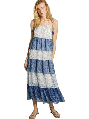 Pepe Jeans Delia Midi Καλοκαιρινό Καθημερινό Φόρεμα Μπλε PL953739-563
