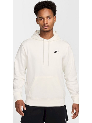 Nike Club Ανδρικό Αθλητικό Φούτερ με Κουκούλα Λευκό FN3866-133