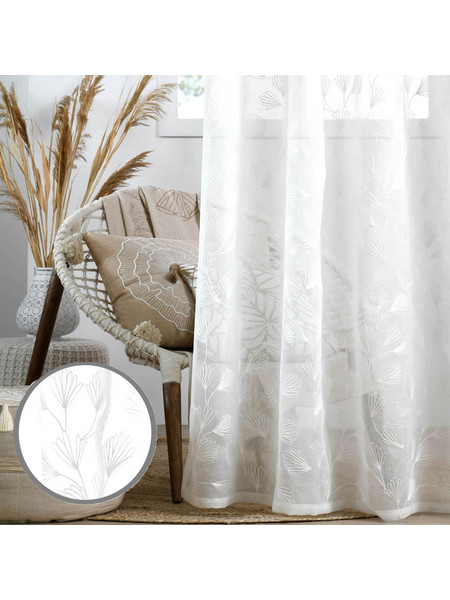 Spitishop Κουρτίνα Παραθύρου Floral με Τρουκς 140x260 Nova R6D700001VL White